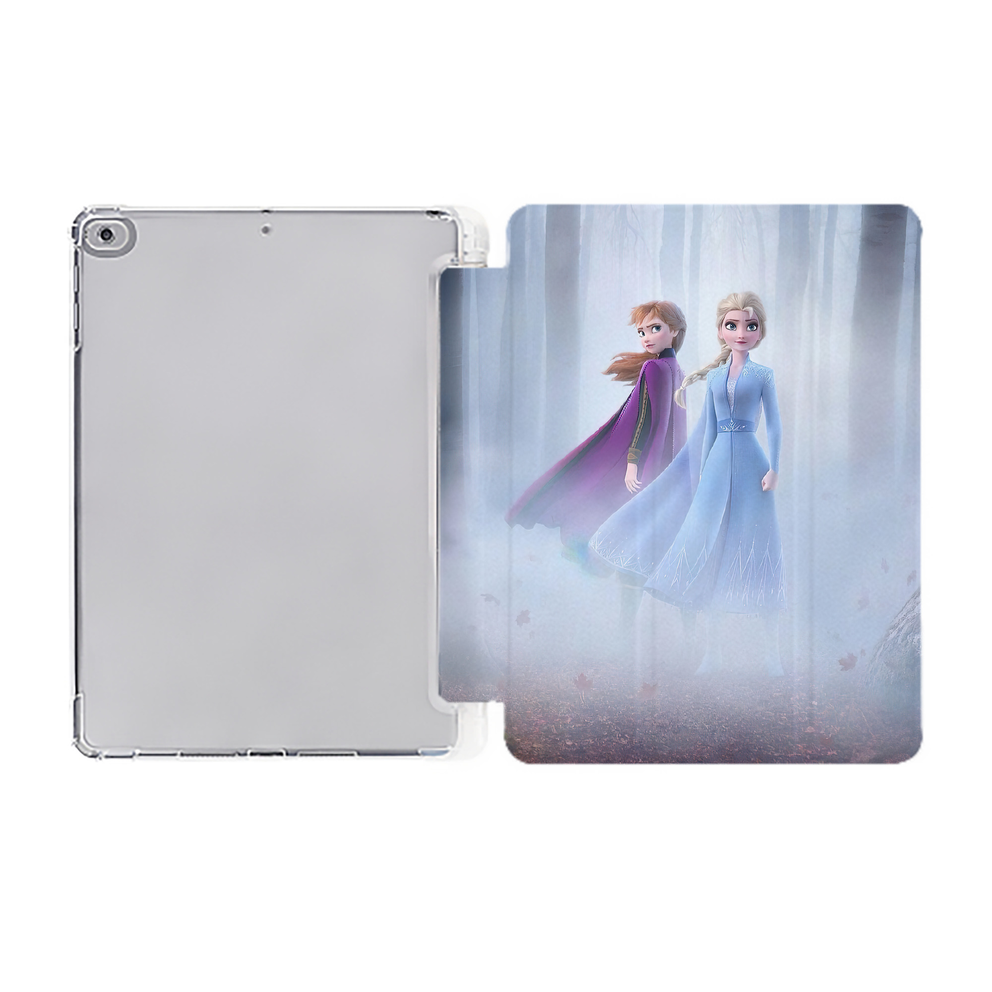 （画像用） アナと雪の女王 アンナ エルサ Frozen Anna Elsa IPad ケース ペン収納付き 三つ折りスタンド PUレザー×シリコン 対応機種9.5/10.5/10.9インチ